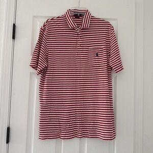 Polo Ralph Lauren Classic‎ Red / White Stripe Shirt with Pocket - Men's Large